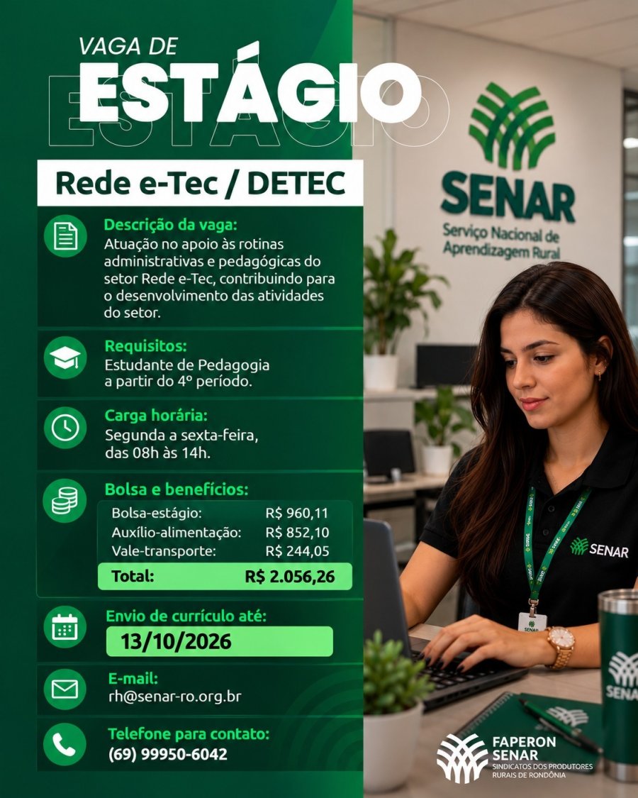 VAGA DE ESTÁGIO | REDE E-TEC/DETEC